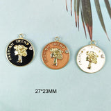 10pcs Beauty Head Coin Enamel Charms for Jewelry Making DIY Pendants