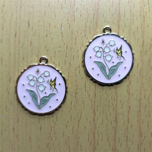 10pcs Enamel Butterfly Pendant Insect Flower Charms for Bracelet DIY Jewelry