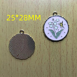 10pcs Enamel Butterfly Pendant Insect Flower Charms for Bracelet DIY Jewelry