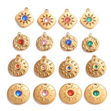 5Pcs Stainless Steel Rhinestone Sun Charms DIY Jewelry Making Pendant