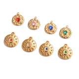 5Pcs Stainless Steel Rhinestone Sun Charms DIY Jewelry Making Pendant