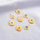 5Pcs Stainless Steel Rhinestone Sun Charms DIY Jewelry Making Pendant