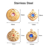 5Pcs Stainless Steel Rhinestone Sun Charms DIY Jewelry Making Pendant