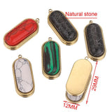 2pcs Stainless Steel Boho Natural Stone Earring Charms