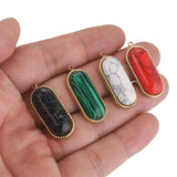 2pcs Stainless Steel Boho Natural Stone Earring Charms