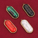 2pcs Stainless Steel Boho Natural Stone Earring Charms