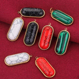 2pcs Stainless Steel Boho Natural Stone Earring Charms
