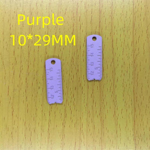 10Pcs Cartoon Spray Paint Ruler Charm Metal Rule Charms for DIY Jewelry