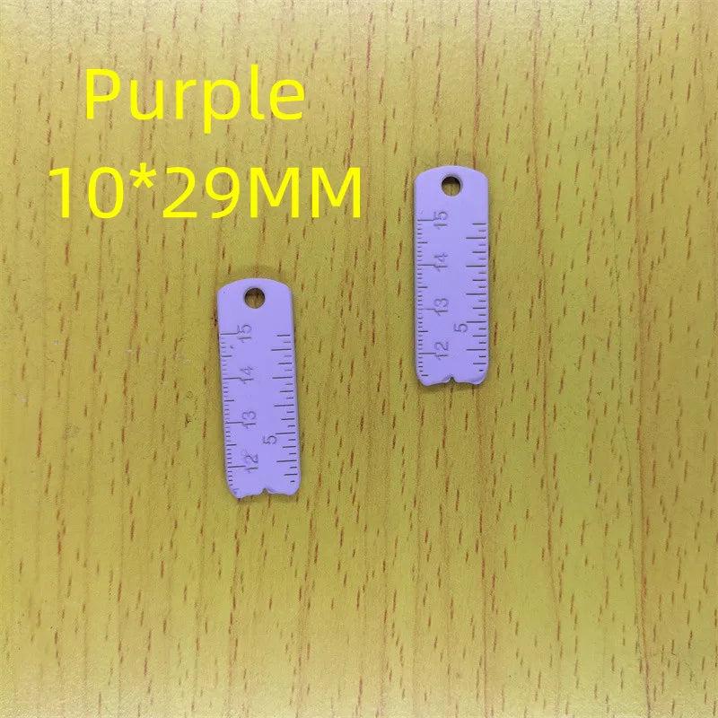 10Pcs Cartoon Spray Paint Ruler Charm Metal Rule Charms for DIY Jewelry