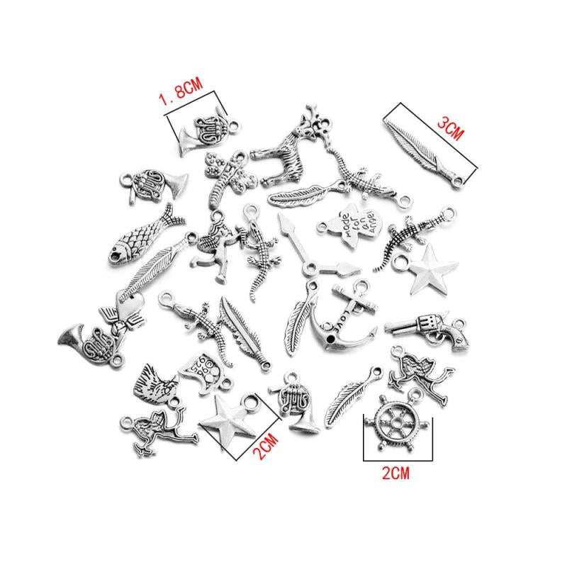 Silver Plants Animals Pendant Charms for DIY Bracelet Necklace