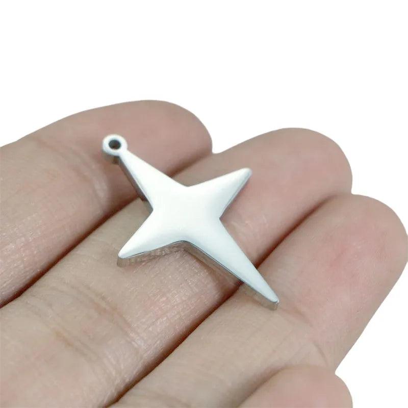 5Pcs Stainless Steel Charms Crosses and Star Pendant for DIY Jewelry Making