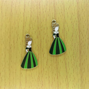 10pcs Cartoon Character Charms Enamel Princess Dress Charm Pendant DIY Jewelry