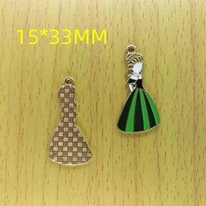 10pcs Cartoon Character Charms Enamel Princess Dress Charm Pendant DIY Jewelry