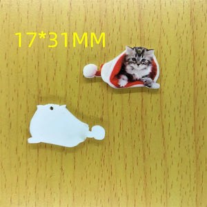 10pcs Acrylic Cartoon Kitten Charm Christmas Hat Cat Charms Bracelet