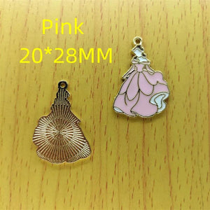 10pcs Enamel Girl Dress Charm Metal Cartoon Skirts Charms Pendant