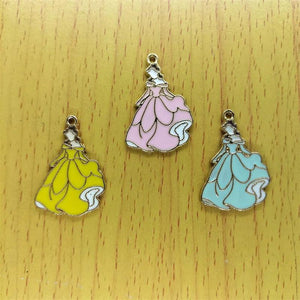 10pcs Enamel Girl Dress Charm Metal Cartoon Skirts Charms Pendant