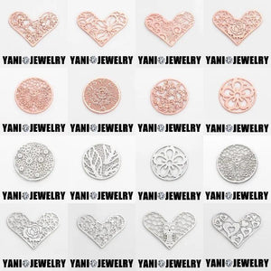 10Pcs Mix Round Butterfly Flower Floating Locket Plate Charms Jewelry