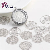 10Pcs Mix Round Butterfly Flower Floating Locket Plate Charms Jewelry