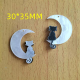 10Pcs Cat Charm Acrylic Moon Pendant DIY Keychain Earring Necklace