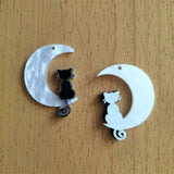 10Pcs Cat Charm Acrylic Moon Pendant DIY Keychain Earring Necklace