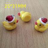 10pcs Resin Duck Charm Christmas Hat Pendant DIY Jewelry Accessories