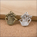 20pcs Vintage Watering Pot Flowers Watering Can Pendant Charms