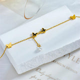 316L Stainless Steel Butterfly Pearl Anklets for Women