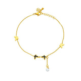 316L Stainless Steel Butterfly Pearl Anklets for Women