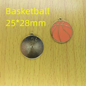 10pcs Enamel Cartoon Disc Tag Charms Metal Baseball Charm DIY