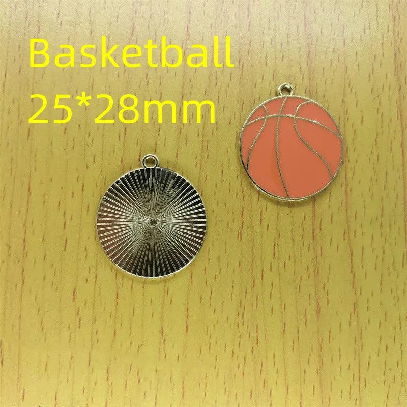 10pcs Enamel Cartoon Disc Tag Charms Metal Baseball Charm DIY