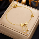 316L Stainless Steel Butterfly Anklets Waterproof Jewelry Gift