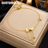 316L Stainless Steel Butterfly Anklets Waterproof Jewelry Gift