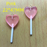 10pcs Candy Lollipop Charm Glitter Heart Pendant DIY Jewelry Making