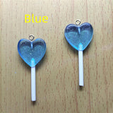 10pcs Candy Lollipop Charm Glitter Heart Pendant DIY Jewelry Making