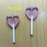 10pcs Candy Lollipop Charm Glitter Heart Pendant DIY Jewelry Making