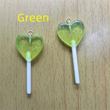 10pcs Candy Lollipop Charm Glitter Heart Pendant DIY Jewelry Making