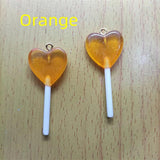 10pcs Candy Lollipop Charm Glitter Heart Pendant DIY Jewelry Making
