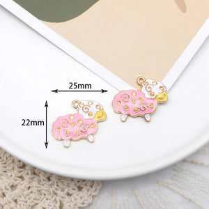 10pcs Little Sheep Alloy Enamel Charm for DIY Jewelry Making