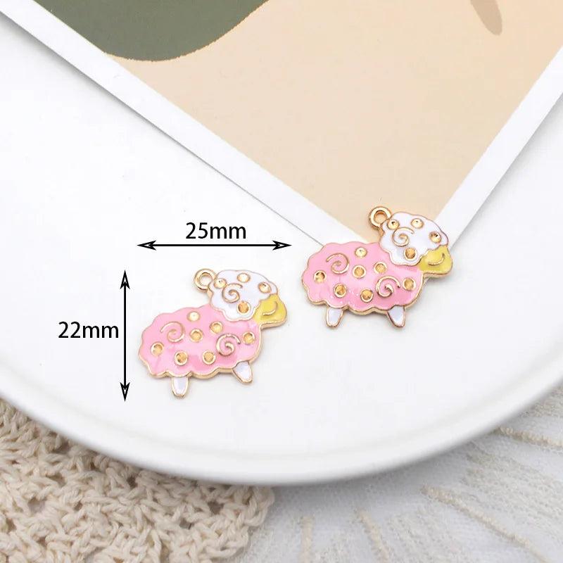 10pcs Little Sheep Alloy Enamel Charm for DIY Jewelry Making