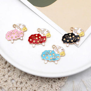 10pcs Little Sheep Alloy Enamel Charm for DIY Jewelry Making