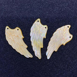 Seawater Shell Carved Wings Double Hole Pendant for Jewelry Making