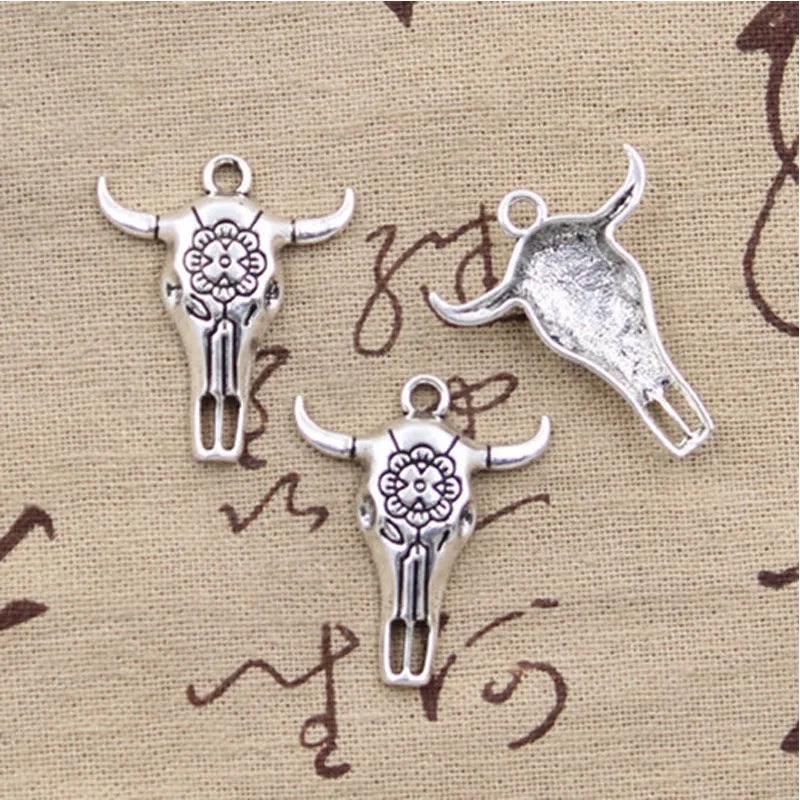 30pcs Skull Bull Ox Star Head Charm Vintage Pendant Making Supplies