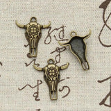 30pcs Skull Bull Ox Star Head Charm Vintage Pendant Making Supplies