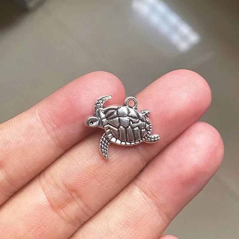 30PCS Vintage Silver Alloy Turtle Charms for DIY Jewelry Making