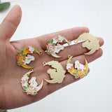 10pcs Moon Rabbit Enamel Charms for Jewelry Making Earring Keychain Supplies