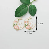10pcs Moon Rabbit Enamel Charms for Jewelry Making Earring Keychain Supplies