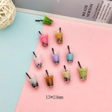 10pcs Resin Pearl Milk Tea Charms Pendants for DIY Jewelry Making