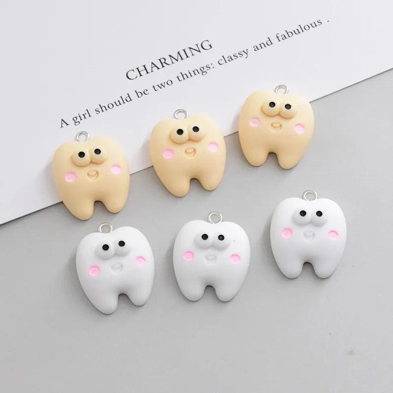 10pcs Small Tooth Resin Charms for DIY Jewelry Making
