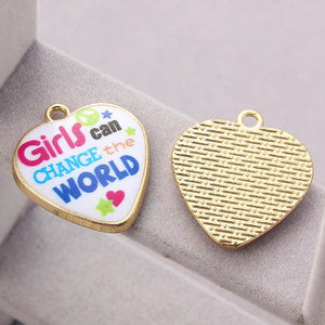 10pcs Heart Letter Pendant Charms Necklace DIY Craft Gift