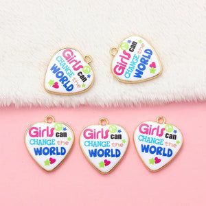 10pcs Heart Letter Pendant Charms Necklace DIY Craft Gift